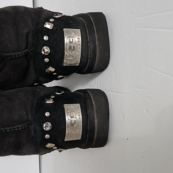 Ugg Bowen Swarovski Crystal Bling Studded Boots sz5  Black Pre-owned - Picture 4 of 11